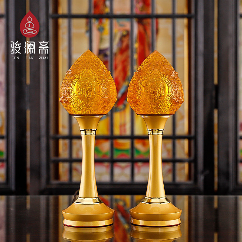Rich and expensive gold glazed with a treasure light a pair of indoor home dedicated to the Buddha special for the lamp Changming light for the Buddha lamp
