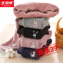 Autumn and winter wear girls leggings thin velvet plus velvet winter clothing Foreign childrens clothing Baby thickened warm cotton pants