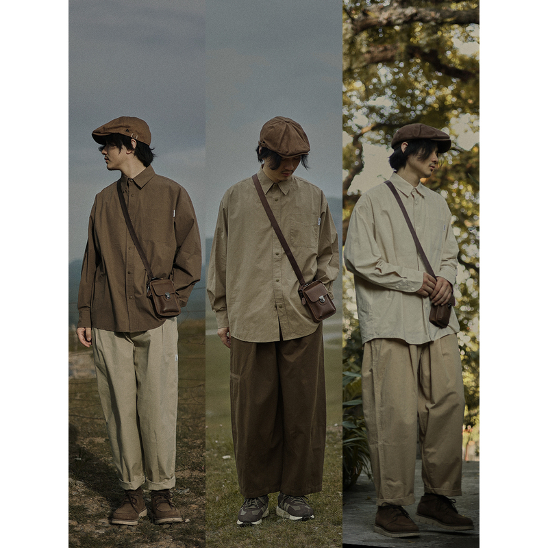 Japanese Retro Workwear Long-Sleeve Shirt for Men, High-End Feel, Spring and Autumn Solid Color Casual Loose Shirt for Women, Trendy Brand Fashion Japanese Retro Workwear Long-Sleeve Shirt for Men, High-End Feel, Spring and Autumn Solid Color Casual Loose Shirt for Women, Trendy Brand Fashion