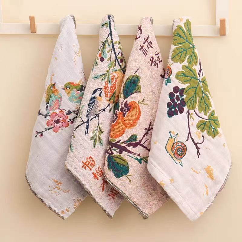 Pure Cotton Gauze Square Towel, Household Face Towel, Soft and Absorbent, Hangable Hand Towel, Adult and Children's All-Cotton Towel