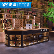 Retro industrial style barbecue shop commercial cashier bar corner with lights bar KTV gym reception front desk
