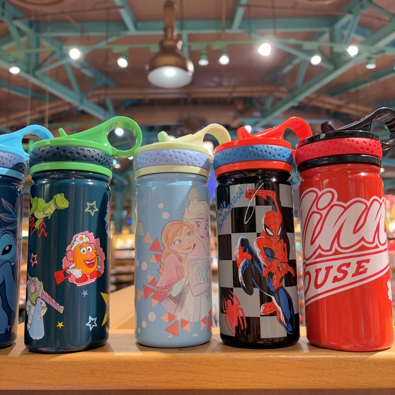 Shanghai Disney Domestic Distributor Mickey Elsa Spider-Man Children's Straw Cup Cartoon Cup Portable Water Bottle
