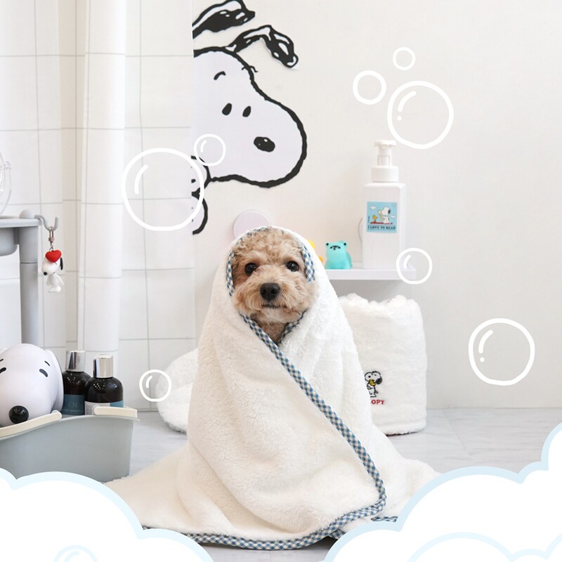 In-Stock Korean Parisdog Pet Plush Super Absorbent Towel Gloves Snoopy Bath Towel Set