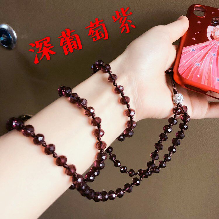 Mobile phone long version hanging chain crystal beads hanging neck new handmade fashion work card work card lanyard solid female pendant