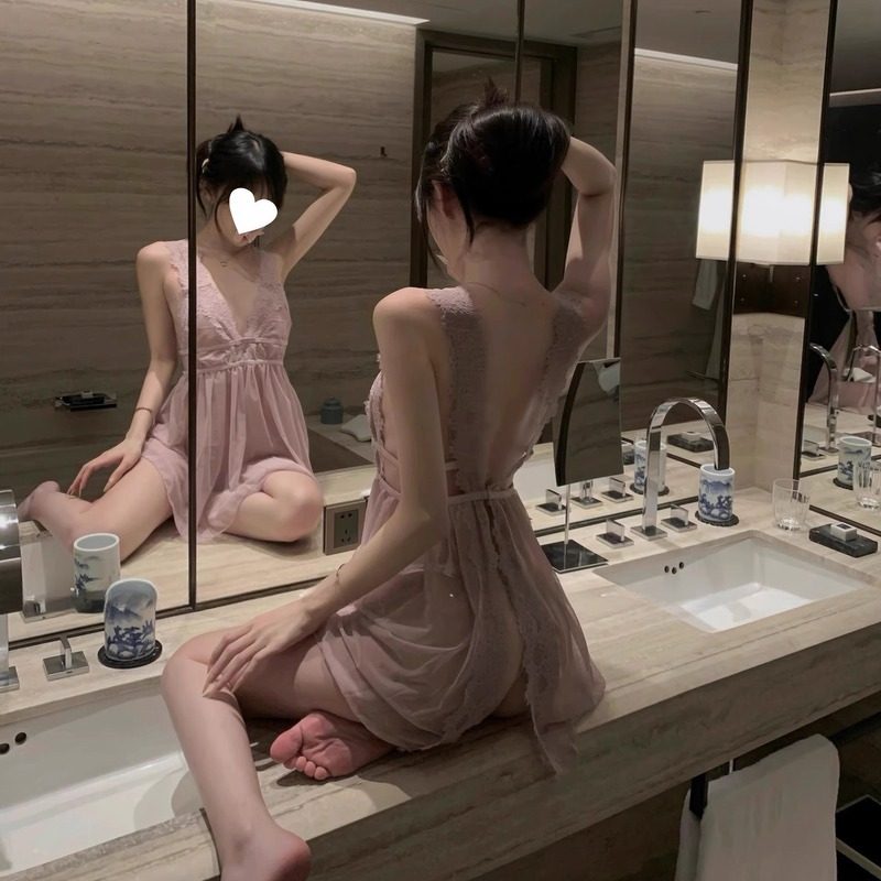 Сексуальное женское белье, новинка 2025 года, сексуальная пижама без застежки, крупномасштабная, чистое желание, перспектива, искушение, кружевная ночная рубашка на подтяжках, женская