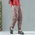 Mùa đông mới nghệ thuật retro kẻ sọc cotton và vải lanh quần quần cá tính khâu quần harem mỏng quần harem quần phụ nữ