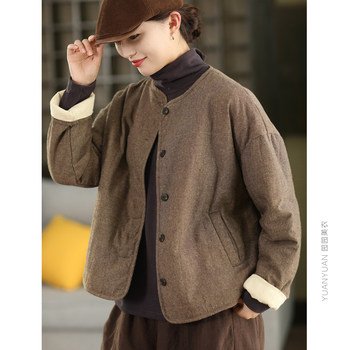 Linen quilted warm padded jacket Linen quilted warm padded jacket