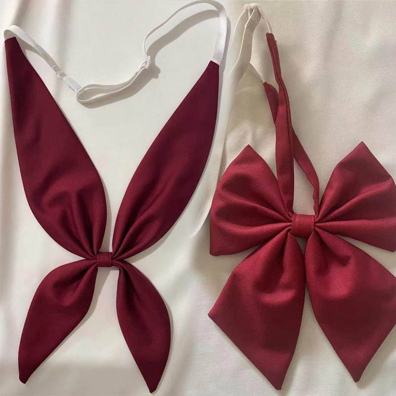 JK uniform no-tie extended ribbon goldfish bow tie women's solid color triangular scarf bow tie sailor suit bow tie accessories