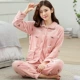 Bộ đồ ngủ nhung dày san hô phù hợp với phụ nữ dài tay flannel mùa thu và đồ ngủ mùa đông dễ thương dịch vụ nhà phù hợp với XL đồ bộ thun