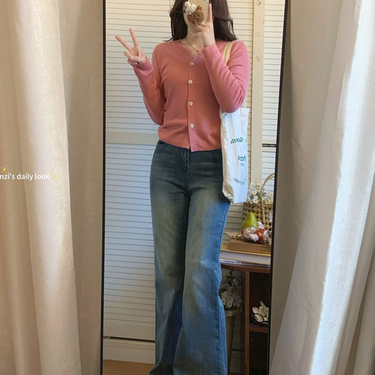 Classic Black High-Waisted Stretchy Slim-Fit Non-Tight Flared Pants 2026 Spring New Style Drapey Jeans