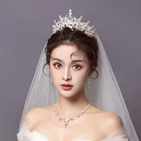 Серебряная корона + колье и серьги + фата