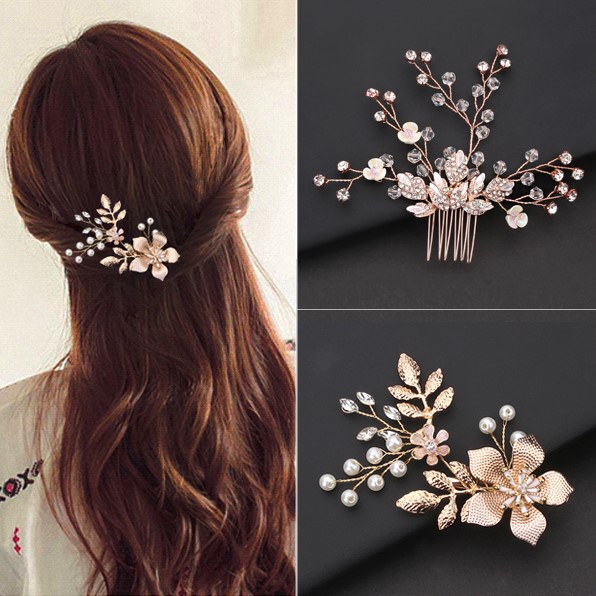 Lady Hairpin Hairpin Hairpin Toast with a simple atmosphere Side Lace Flowers Bride Hair Accessories Han Style Bridesmaid Comb