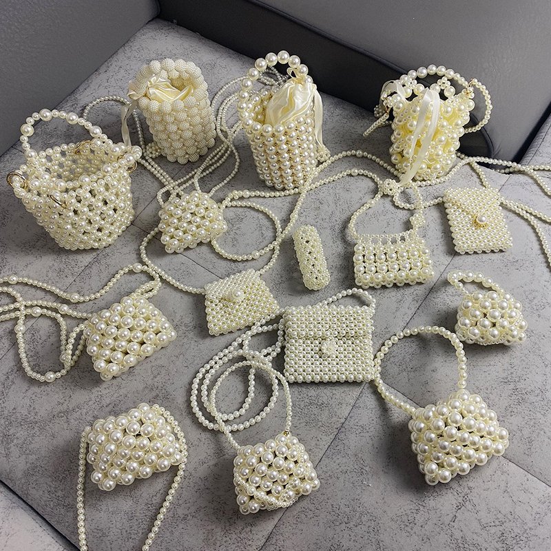 2023 Summer Pearl Bag for Women, Trendy Small Crossbody Bag, Versatile Mini Retro Handmade Woven Ins Pearl Bag