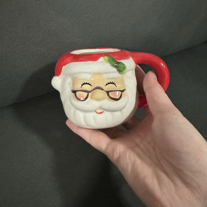 Ceramic Christmas Santa Claus Mini Mug Creative Cartoon Cute Three-Dimensional High-Temperature Resistant Small Capacity for Home Use