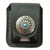 Зажигалка, кожаный бирюзовый чехол, воловья кожа, из натуральной кожи