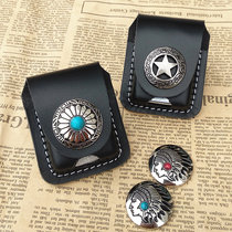 zippo lighter holster leather cowhide kerosene burner cover Zorro burner treasure accessories Snap buckle hollow