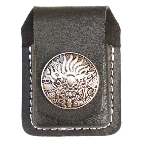 Зажигалка, кожаный универсальный черный чехол ручной работы на керосине, из натуральной кожи