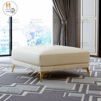 Light luxury stainless steel shoe changing stool Nordic fashion leather art square stool post-modern leather footstool living room sofa stool refitting
