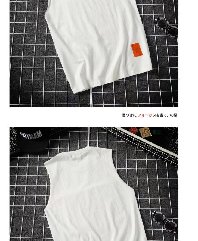 Mùa hè áo thun không tay rộng tay nam cộng với phân bón XL đẹp trai hoang dã thấm mồ hôi áo thun cotton mỏng T - Áo vest cotton vest khoác nam