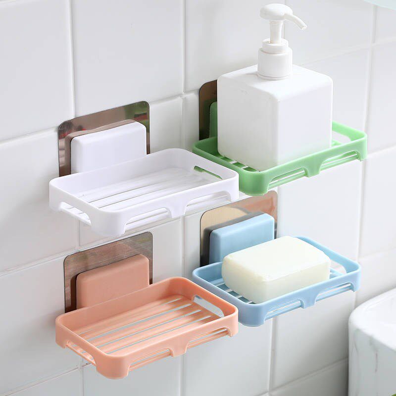 Fat box suction cup wall-mounted drain-free hole-free powder room with lid Fat box shelf household new incense box