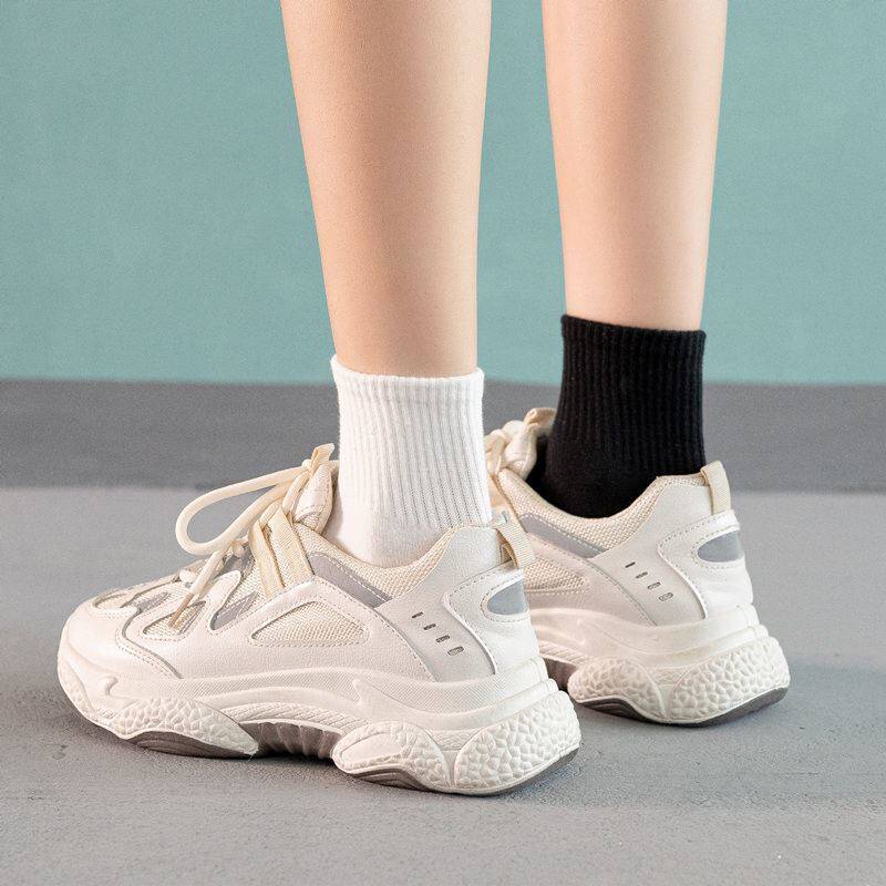 White socks female spring and autumn stockings in tide net red wear black long stockings street sports socks