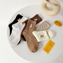 Small Bear Socks Female Midbarrel Cute Day Series Ins South Korea Spring Autumn Money Summer Pure Cotton Pile Socks Socks Autumn Winter Long Socks