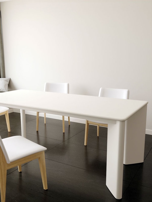 Nordic Solid Wood White Dining Table, Cream Style Long Table, Simple Designer Desk, Workbench, Modern Negotiation Long Table
