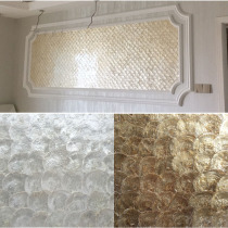 Custom natural mirror shell mosaic TV cabinet decorative entrance door finish gold fan customization