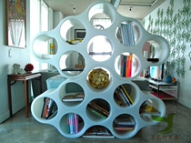 Designer fiberglass cloud bookshelf honeycomb newspaper rack cloud bookcase creative outdoor hollow customization