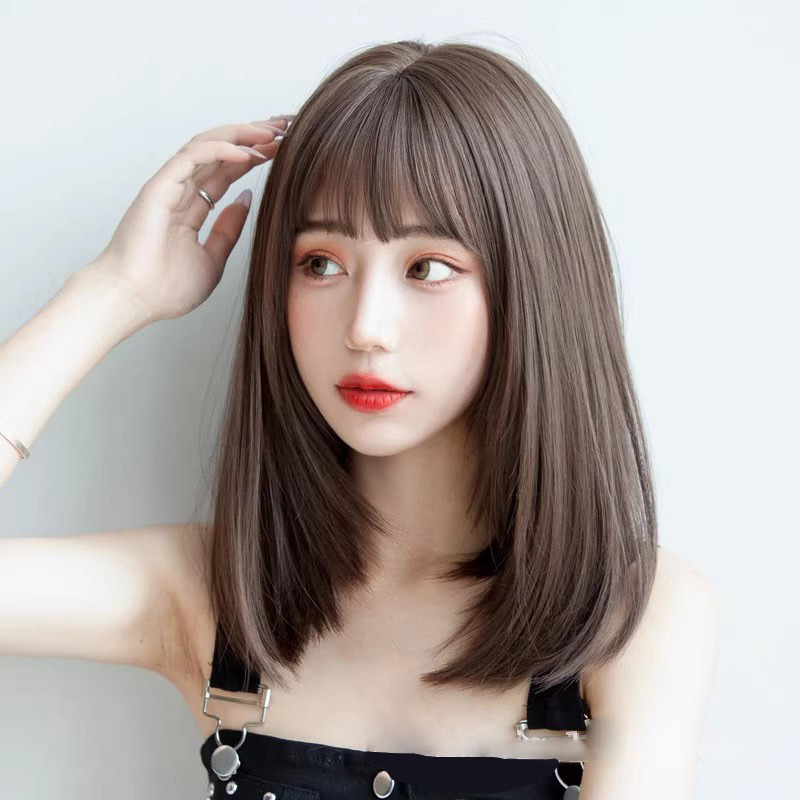 Bangs Wig Women's Short Hair Fashion New 2025 Internet Celebrity Hot Style Ancient Style Real Hair Full Human Hair Full Headgear