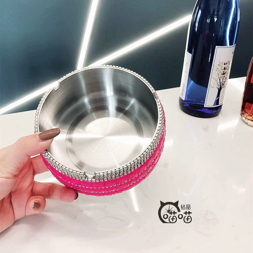 Креативная большая оригинальная дизайнерская пепельница из нержавеющей стали, инкрустировано бриллиантами, в цветочек, подарок на день рождения, 12см, делается под заказ