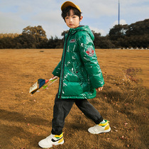 Boys and girls long disposable down jacket thick black Yellow Blue red coat big boy hooded cotton jacket clothes Winter