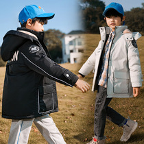 6 Boys 7 Children 8 Long 9 Down Jacket 10 Blue Yellow Black 11 Thick 12 Big Boy 13-year-old Cotton Jacket Clothes Winter
