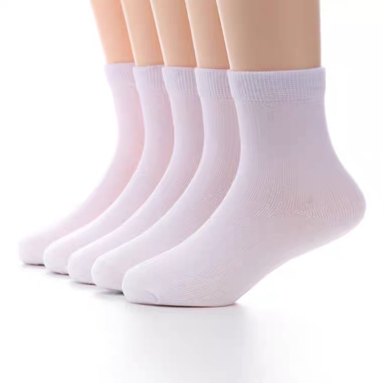Children Pure White Socks Students Pure Cotton Midcylinder Socks Male and female Short-cylinder Sox Spring and Autumn Games White Sox Graduation Photos Socks