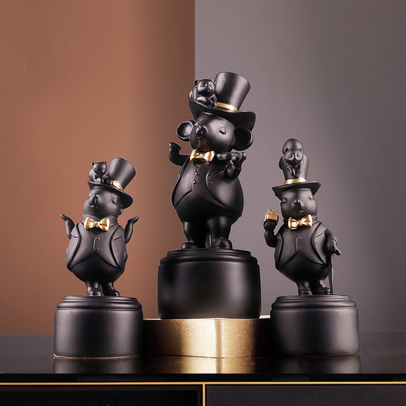 Cat and Mouse Pendulum Raw Shawls Cute Home Living Room TV Cabinet Decorations Nordic Children House Tabletop Ornaments