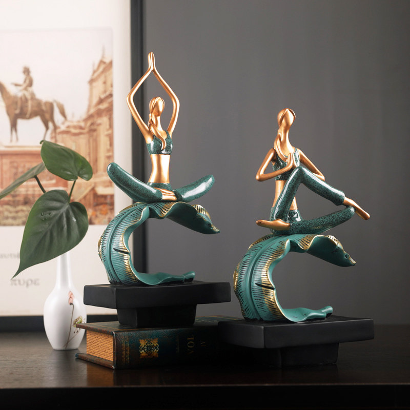 New Chinese Zen yoga ornaments Cute creative modern Yoga hall home decorations Bookcase Bogu rack decoration