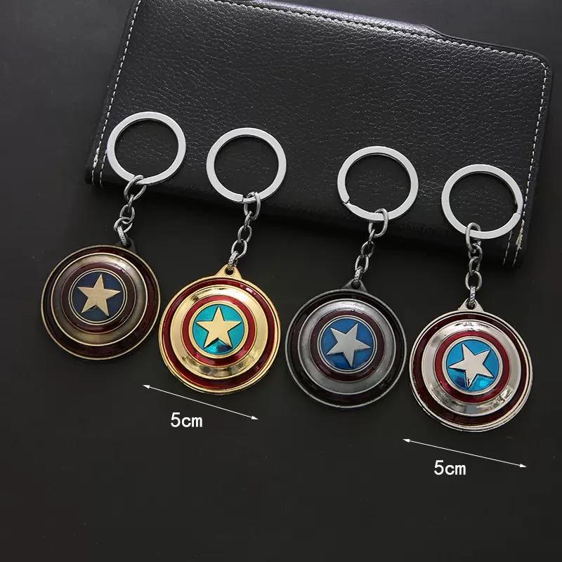 Creative Movie Captain America Shield Rotating Keychain Trendy Cool Captain America Rotating Shield Keychain Wholesale