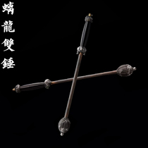 Martial arts double hammer Dragon round hammer stainless steel Double hammer pumpkin hammer golden melon hammer training performance hammer 18 weapons