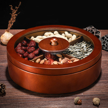 Elegant rotating solid wood Chinese style dried fruit box candy box nut tray storage box household wedding gift box snack box