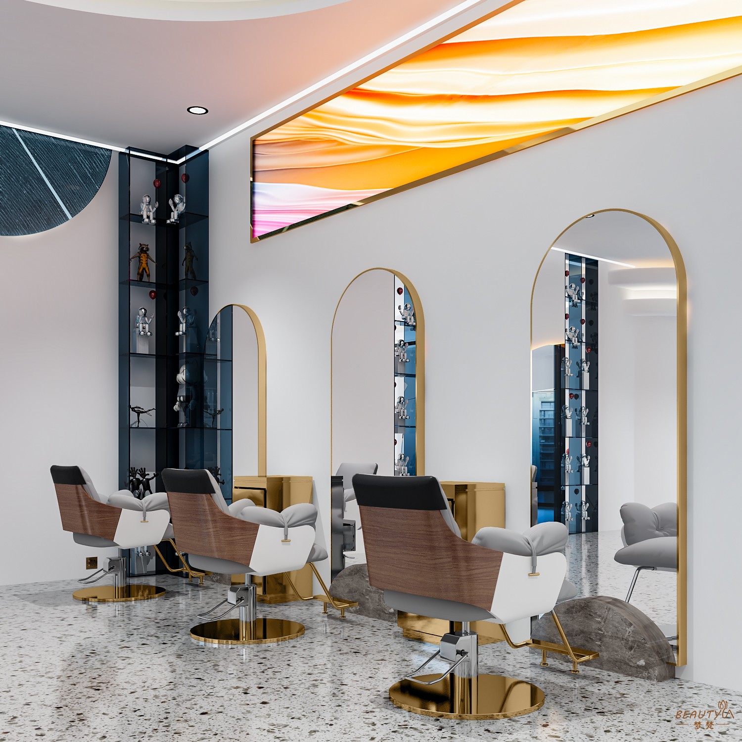 Net Red Beauty Hair Shop Mirror Desk Hair Salon Special Single-Sided Mirror Barber Shop Bronzing Area Beauty Hair Landing Mirror Leaning Against Wall Mirror