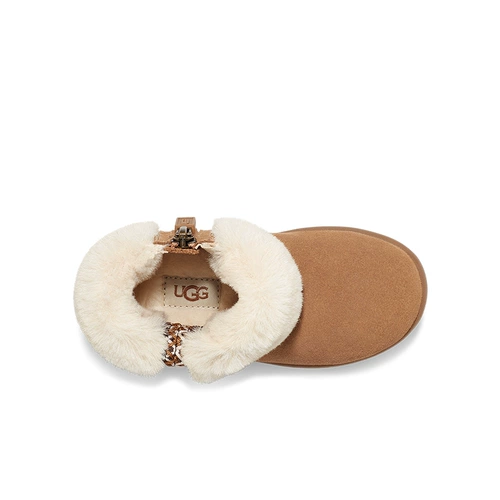 UGG Детские туфли 23 осень и зимняя новая девочка Снежные ботинки с шерстяной молнией 1143659T