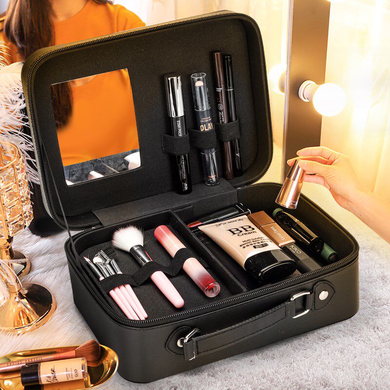 Cosmetic storage box for portable carry-on luggage suitcases out-of-the-body portable band mesh red with the same skin care products