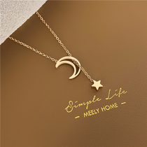 Moon Necklace Woman 2021 New Ins 100 Hitch Ornament Small Crowd Design Sensation Advanced Autumn Winter Titanium Steel Without Falling
