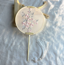 Double sided embroidery ensemble fan dance special ancient fan Yan value High female Han clothes ancient fan long handle flow Su round fan