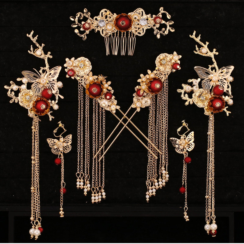 Show and head accessories bridal 2021 new golden step Chinese wedding wedding wedding Fengguan hair accessories brief atmosphere