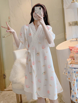Sleeping Burqa Woman Summer Style Sleeping Dress Lady Lady Sleeping Dress Bathrobe Sleeping Dresses Summer Little Fresh Pregnant Woman Waiting To Produce Cotton Gauze Cuddly