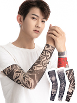 Floral Arm Sleeves Ice Cuff Men Tattooed Sleeves Handcuff Male style sunscreen trendy boys summer sleeveless mens sport