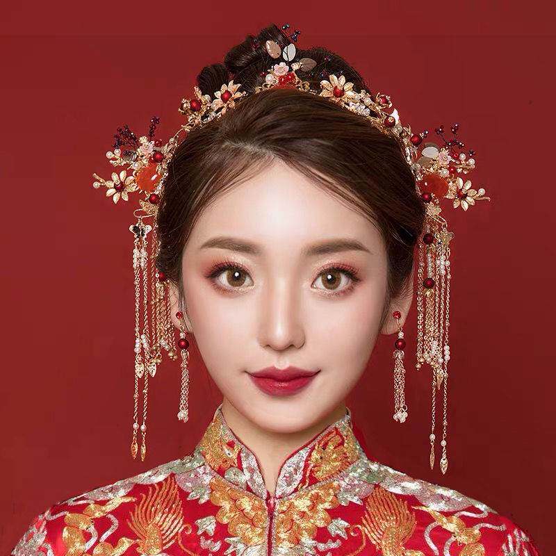 Show and head decoration The bride 2021 New Chinese crested Canopy Walk Wedding Toast Toast to the Jane Atmospheric Lady