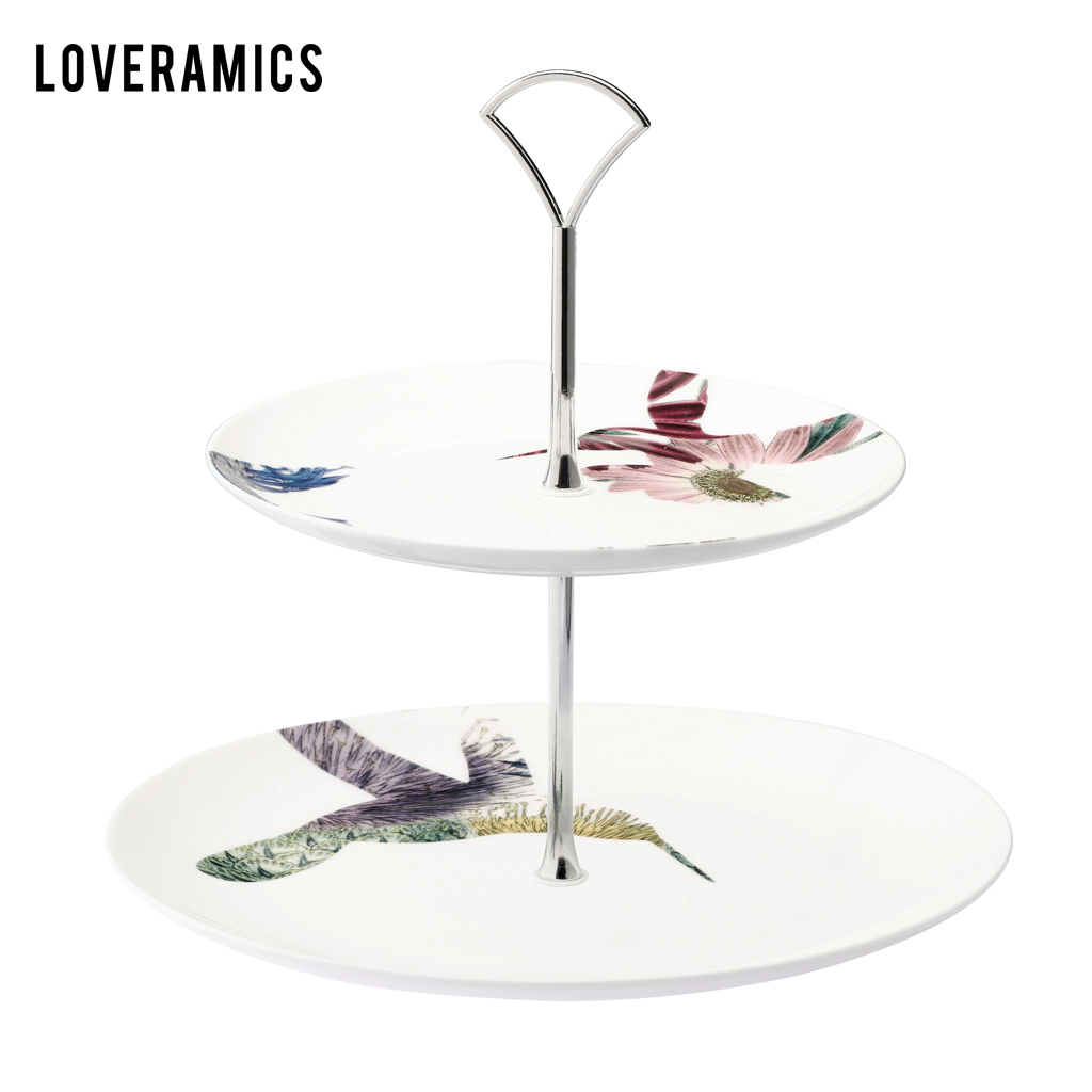 Loveramics love Mrs Flower on double layer cake dessert double ceramic tray afternoon tea set