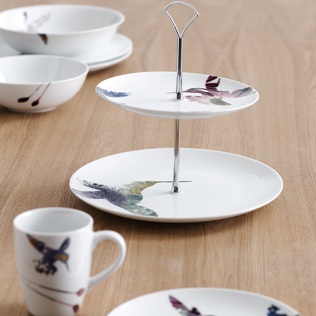 Loveramics love Mrs Flower on double layer cake dessert double ceramic tray afternoon tea set